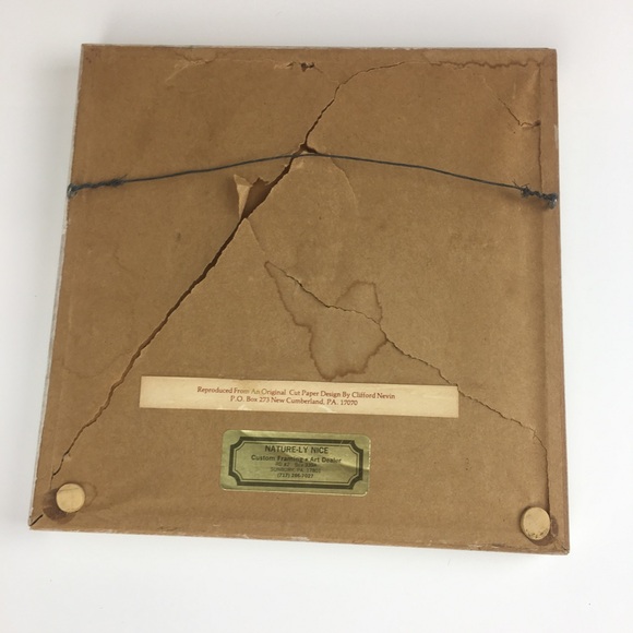 Cut Paper Design Stencil Matted Framed Picture Birds Heart Star Handcrafted VTG - Picture 11 of 11